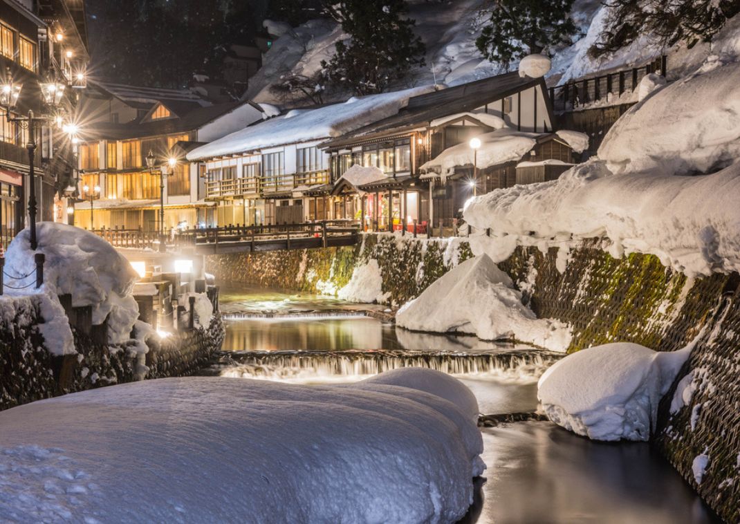 Ginzan Onsen en hiver, Yamagata, Japon