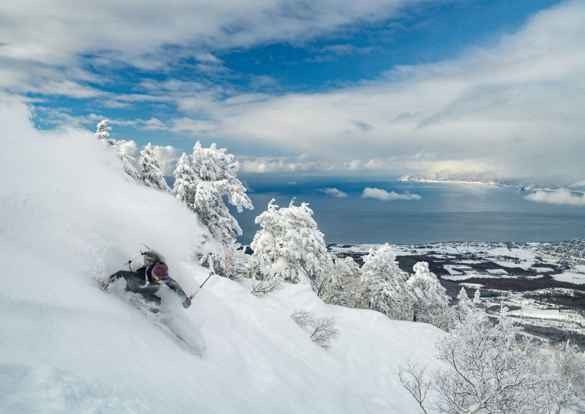 Skieurs à Hokkaido, Japon