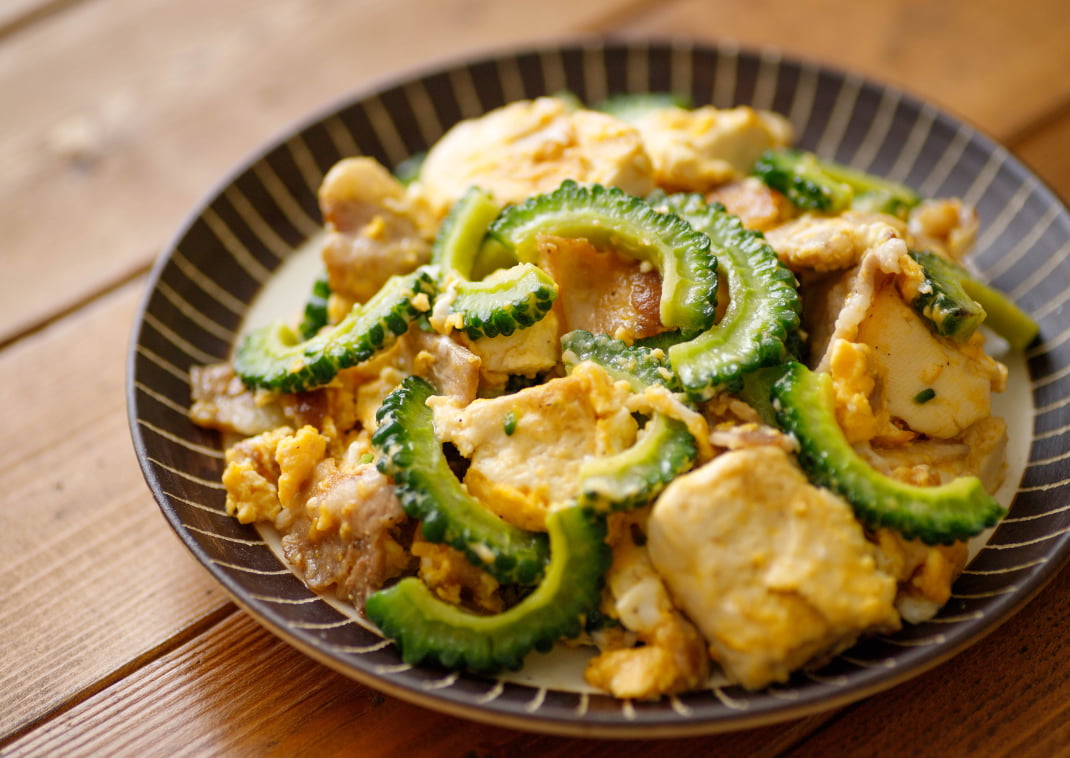  Goya Chanpuru, bitter melon stir-fried with pork, tofu and egg