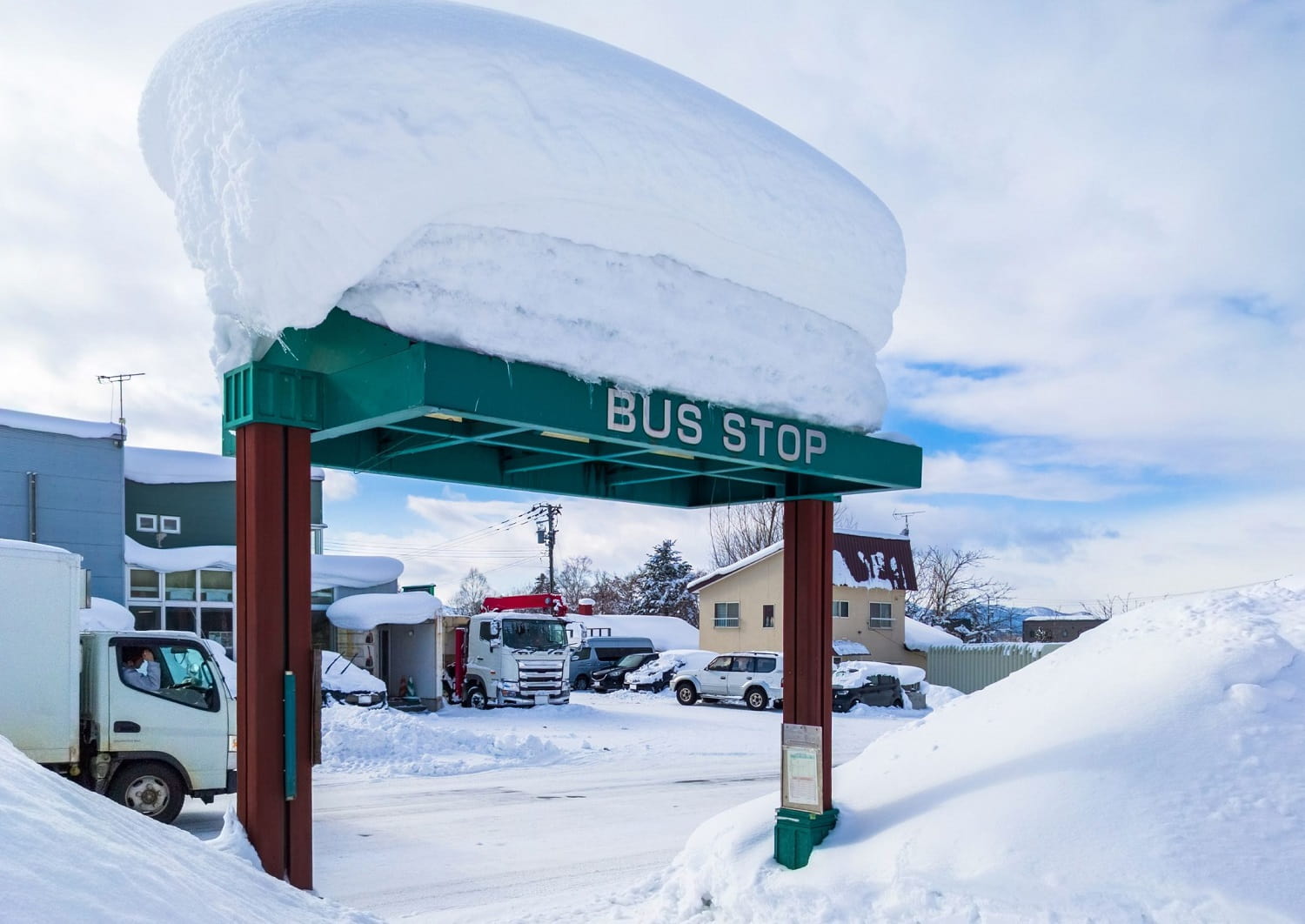  Arrêt de bus à Niseko, Hokkaido, Japon