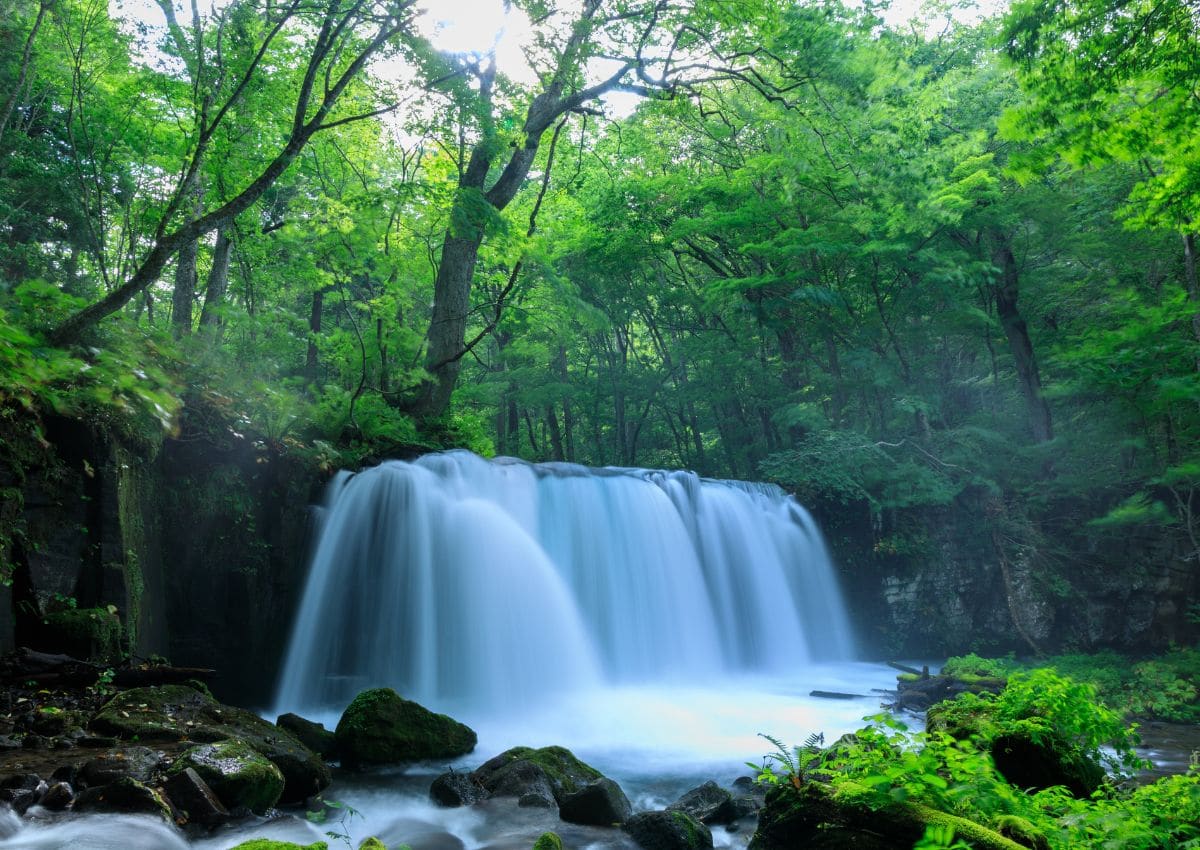 hutes de Choshi Otaki dans les gorges d’Oirase, Aomori, Japon