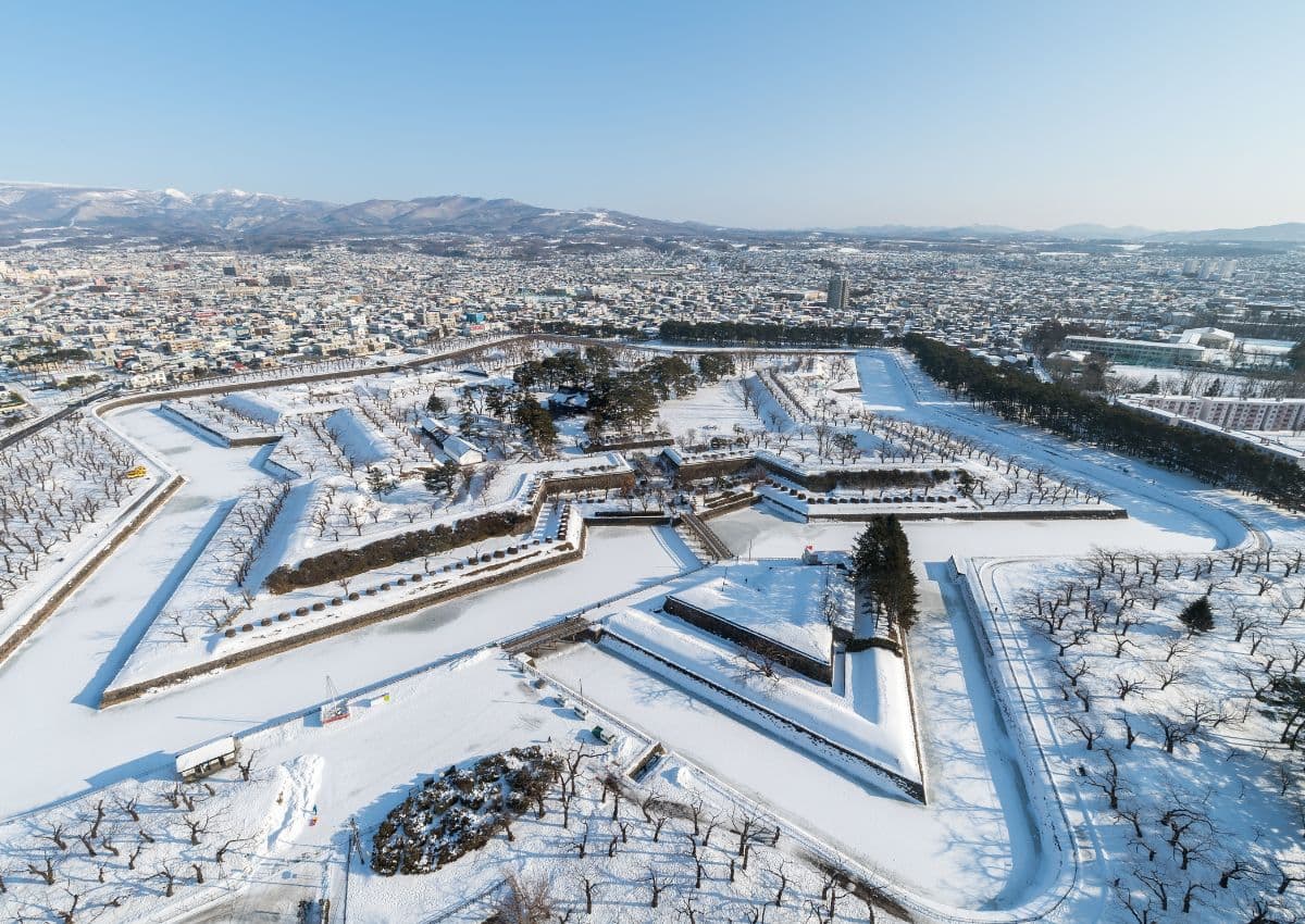 ort Goryokaku sous la neige en hiver, Hakodate, Japon