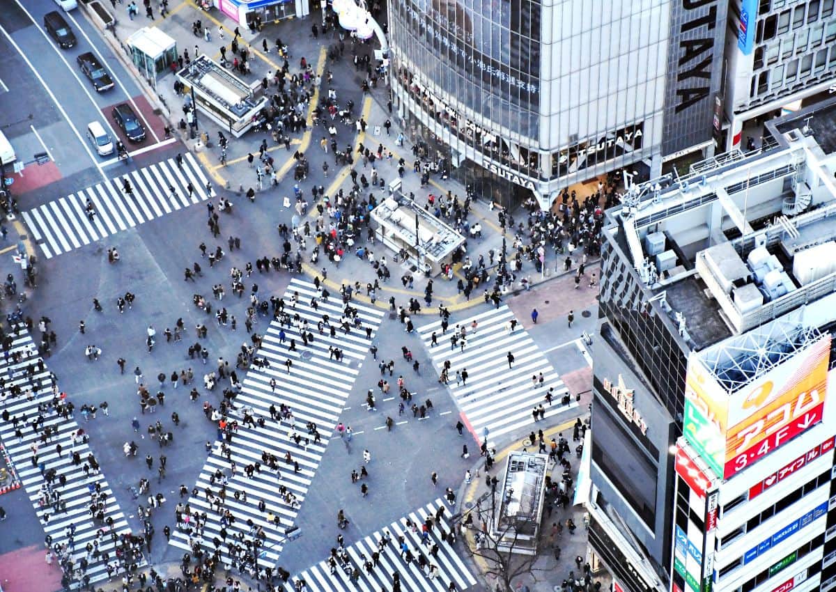 Carrefour de Shibuya vu du ciel, Tokyo, Japon