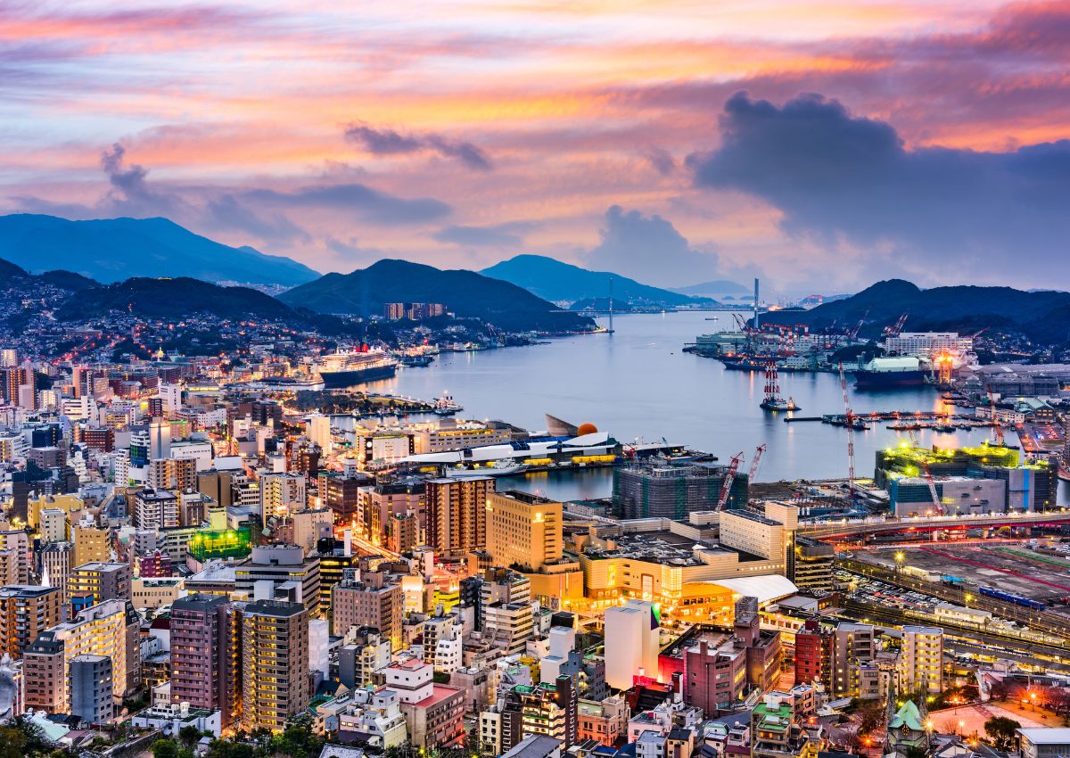 Vue de la baie de Nagasaki, Japon