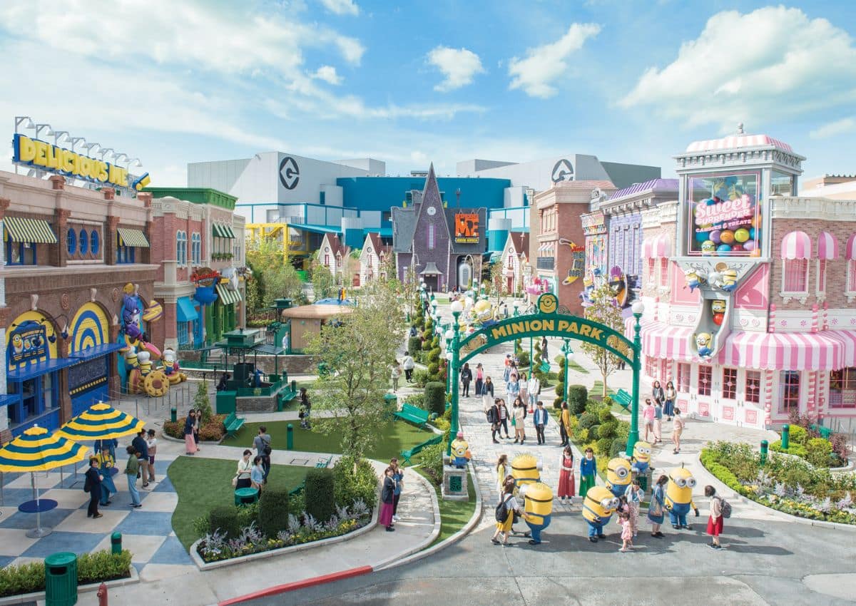 Entrée de Minion Park à USJ vue du ciel, Osaka