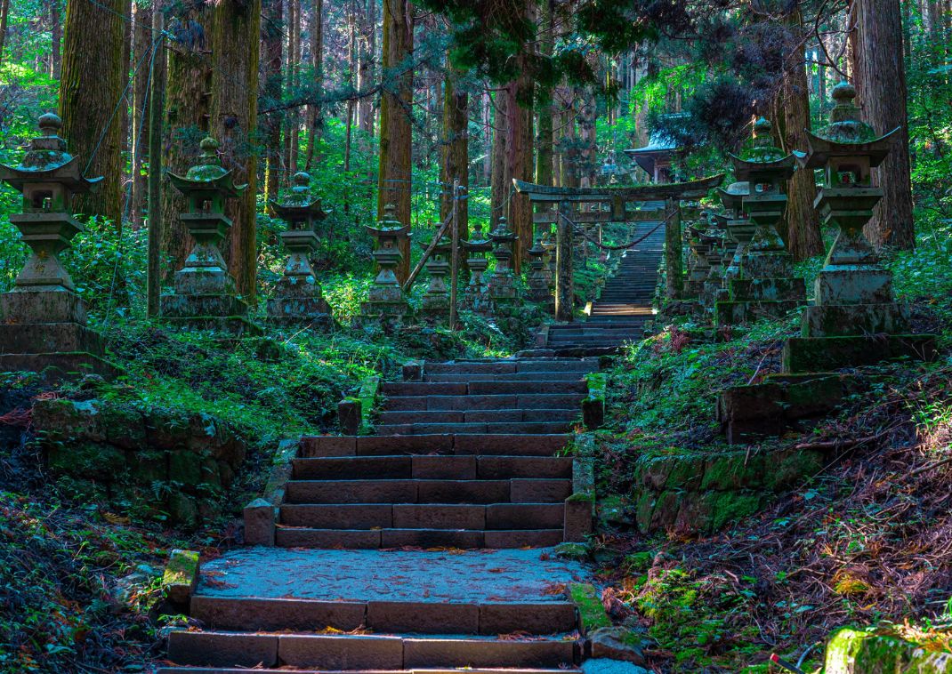 Sanctuaire en pleine forêt, Aso, Kumamoto, Japon