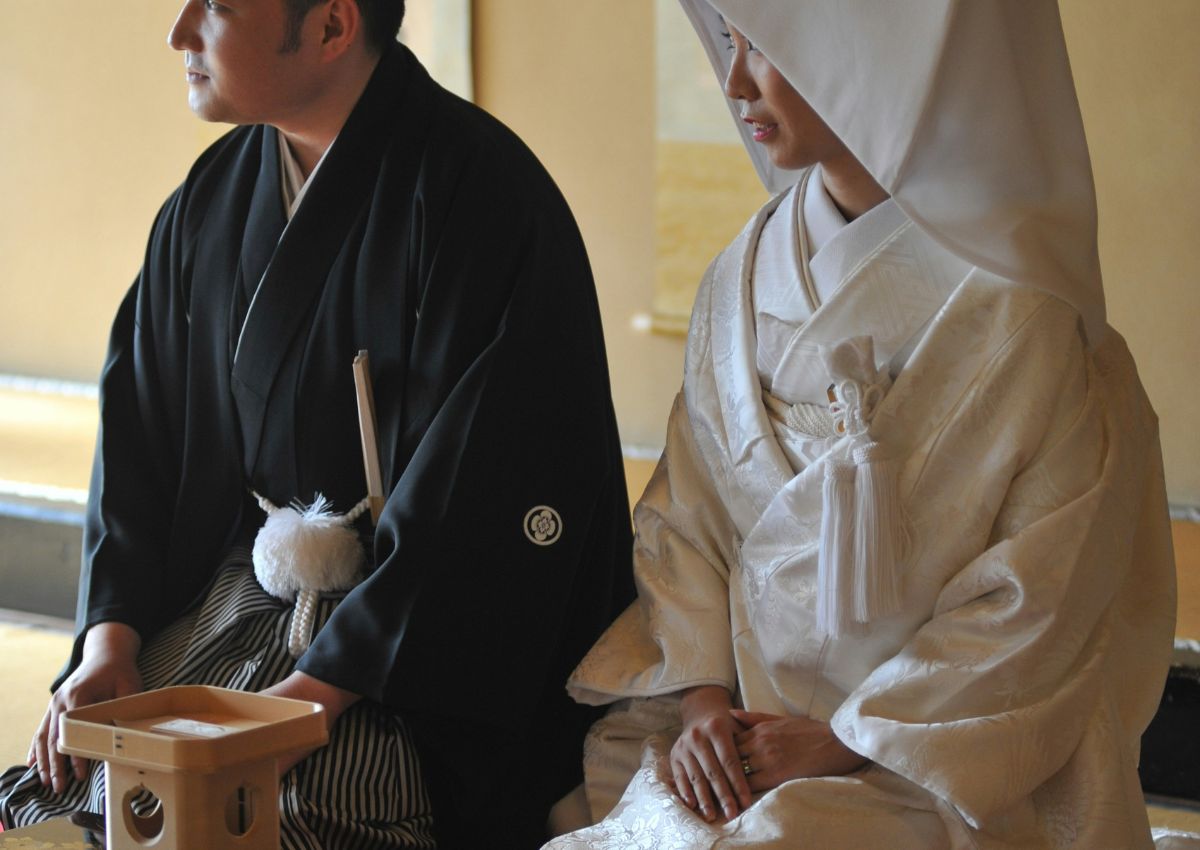 Couple en kimono de mariage, Japon