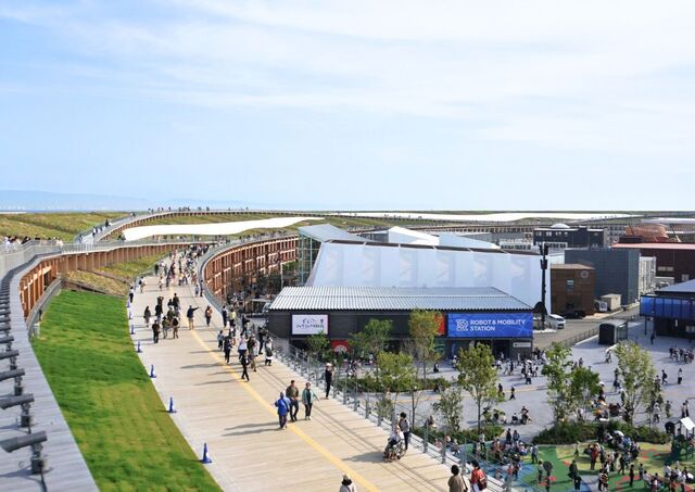 Vue sur le site de l’EXPO 2025 depuis le sommet du Grand Ring