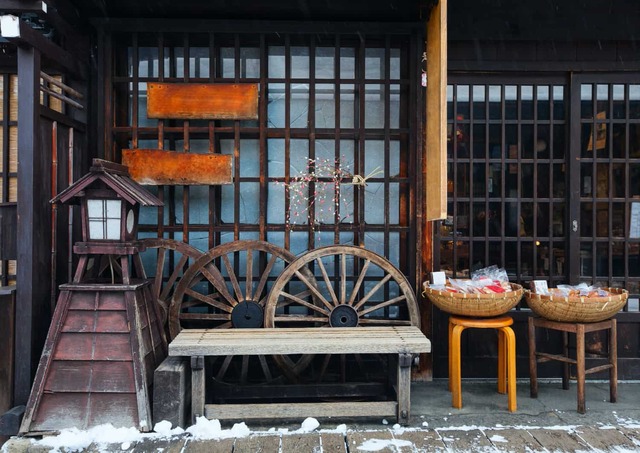 Le quartier historique de Takayama en hiver