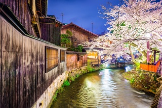 Rivière Shirakawa de nuit, Gion