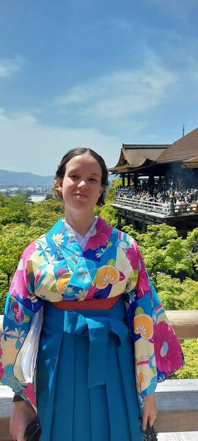 Devant le temple Kiyomizu-dera à Kyoto