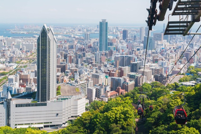 Téléphérique menant au jardin aromatique Nunobiki, Kobe 