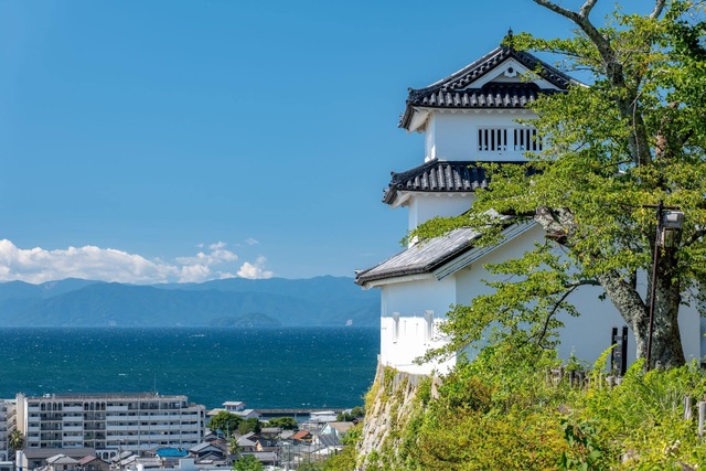 Château d’Hikone avec vue sur le lac Biwa 