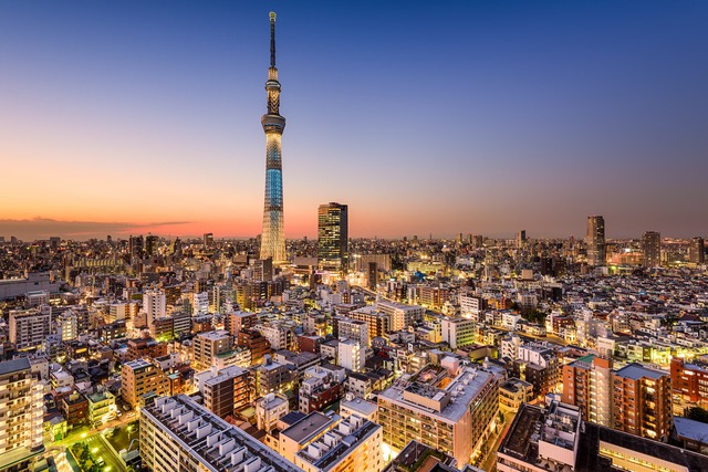 Skyline de Tokyo surplombée par la Tokyo Skytree 