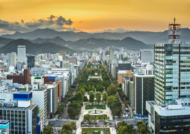 Sapporo et le parc Odori vus du ciel