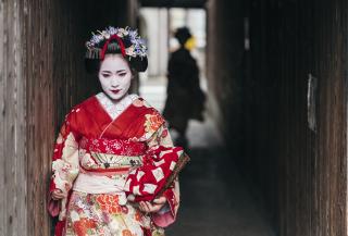 Geisha dans le quartier de Gion, à Kyoto